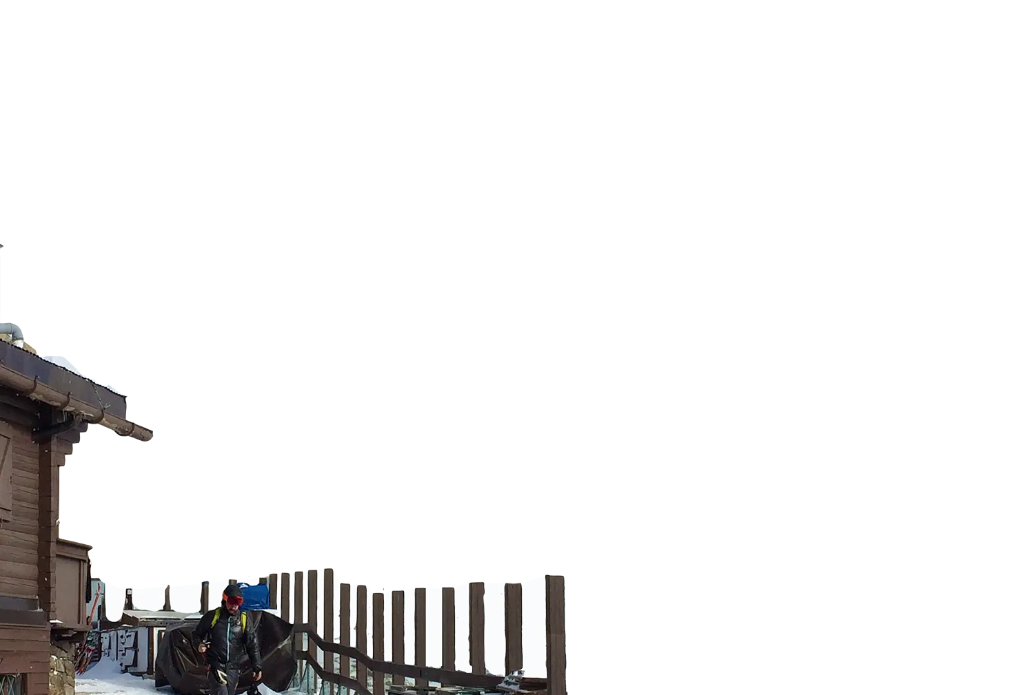 Cabin and Johan in foreground